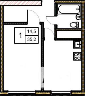 1-к квартира, строящийся дом, 36м2, 5/5 этаж