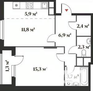 2-к квартира, вторичка, 51м2, 3/6 этаж