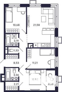 3-к квартира, строящийся дом, 76м2, 10/28 этаж