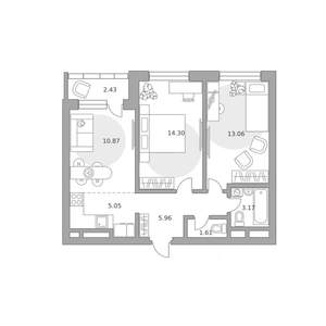 3-к квартира, вторичка, 56м2, 16/25 этаж