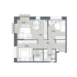 3-к квартира, вторичка, 62м2, 6/6 этаж