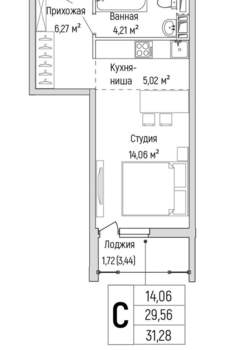 Студия квартира, вторичка, 31м2, 9/9 этаж