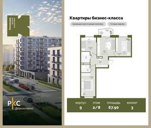 3-к квартира, вторичка, 68м2, 2/8 этаж