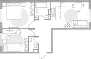 3-к квартира, строящийся дом, 54м2, 1/6 этаж
