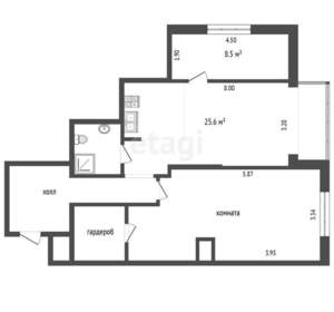 3-к квартира, вторичка, 70м2, 1/15 этаж
