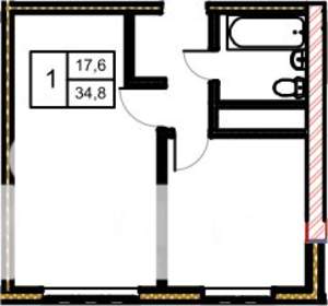 1-к квартира, вторичка, 35м2, 5/5 этаж