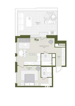 1-к квартира, вторичка, 59м2, 4/8 этаж