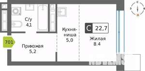 Студия квартира, вторичка, 23м2, 25/32 этаж