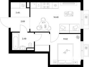 1-к квартира, вторичка, 35м2, 2/9 этаж