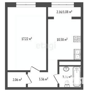 1-к квартира, вторичка, 37м2, 2/9 этаж