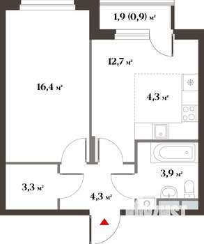 2-к квартира, вторичка, 46м2, 3/6 этаж