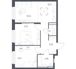 2-к квартира, вторичка, 56м2, 23/24 этаж