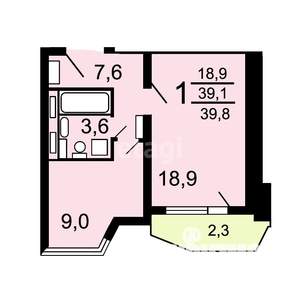 1-к квартира, вторичка, 40м2, 13/25 этаж