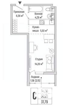 Студия квартира, вторичка, 32м2, 8/9 этаж