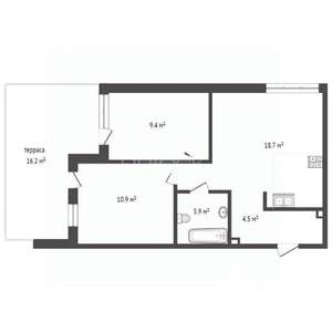 2-к квартира, вторичка, 47м2, 1/4 этаж
