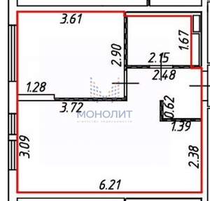 1-к квартира, вторичка, 36м2, 7/9 этаж