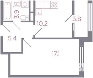 1-к квартира, вторичка, 40м2, 3/8 этаж