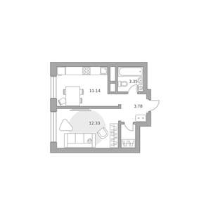 1-к квартира, вторичка, 33м2, 16/25 этаж