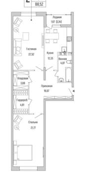 2-к квартира, вторичка, 89м2, 8/9 этаж