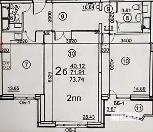 2-к квартира, вторичка, 72м2, 2/17 этаж