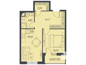 1-к квартира, вторичка, 39м2, 15/15 этаж