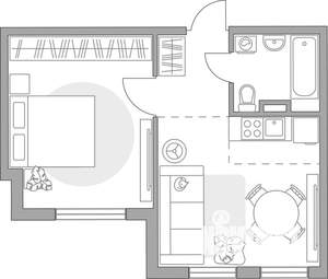 2-к квартира, строящийся дом, 39м2, 1/6 этаж