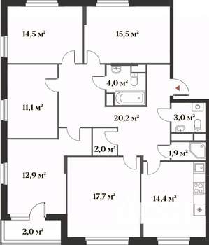 5-к квартира, вторичка, 116м2, 2/6 этаж