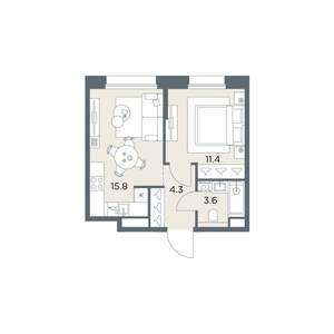 1-к квартира, вторичка, 35м2, 3/6 этаж