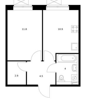 1-к квартира, вторичка, 34м2, 9/9 этаж