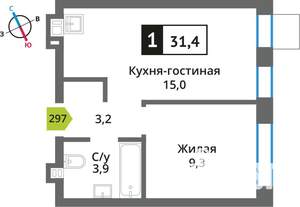Студия квартира, вторичка, 31м2, 8/9 этаж