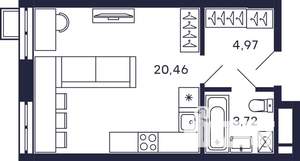 Студия квартира, строящийся дом, 29м2, 16/28 этаж