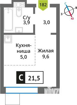 Студия квартира, вторичка, 22м2, 5/9 этаж