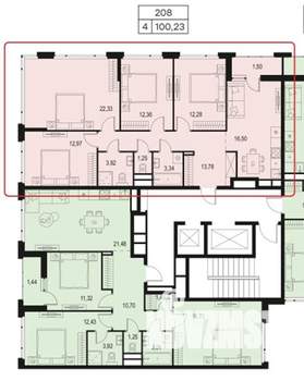 4-к квартира, вторичка, 100м2, 10/10 этаж