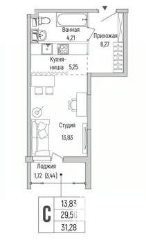 Студия квартира, вторичка, 31м2, 8/9 этаж