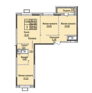3-к квартира, вторичка, 65м2, 15/25 этаж