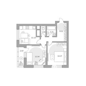 2-к квартира, вторичка, 55м2, 21/25 этаж