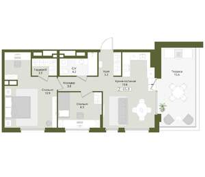 2-к квартира, вторичка, 66м2, 8/8 этаж