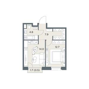 1-к квартира, вторичка, 40м2, 5/6 этаж