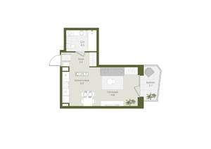 Студия квартира, вторичка, 30м2, 3/8 этаж