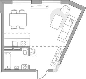 Студия квартира, вторичка, 31м2, 2/6 этаж