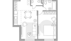 2-к квартира, вторичка, 44м2, 1/6 этаж