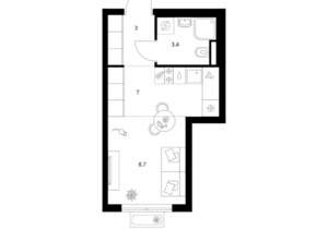 Студия квартира, вторичка, 22м2, 3/9 этаж