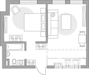 2-к квартира, вторичка, 43м2, 1/6 этаж