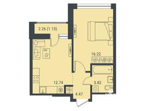 1-к квартира, вторичка, 38м2, 2/15 этаж