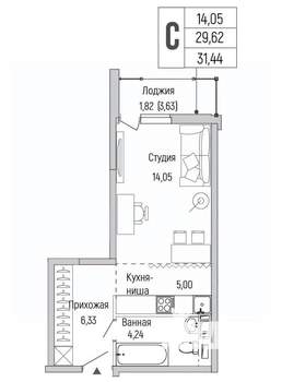 Студия квартира, вторичка, 31м2, 7/9 этаж