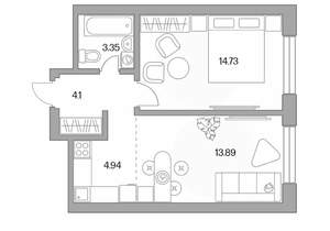 2-к квартира, вторичка, 41м2, 23/23 этаж