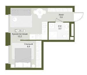 Студия квартира, вторичка, 28м2, 8/8 этаж