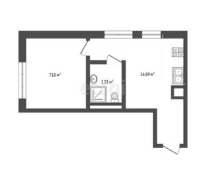 1-к квартира, вторичка, 28м2, 7/30 этаж