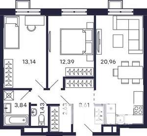 2-к квартира, строящийся дом, 63м2, 10/28 этаж