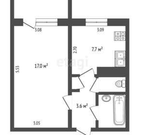 1-к квартира, вторичка, 33м2, 2/9 этаж